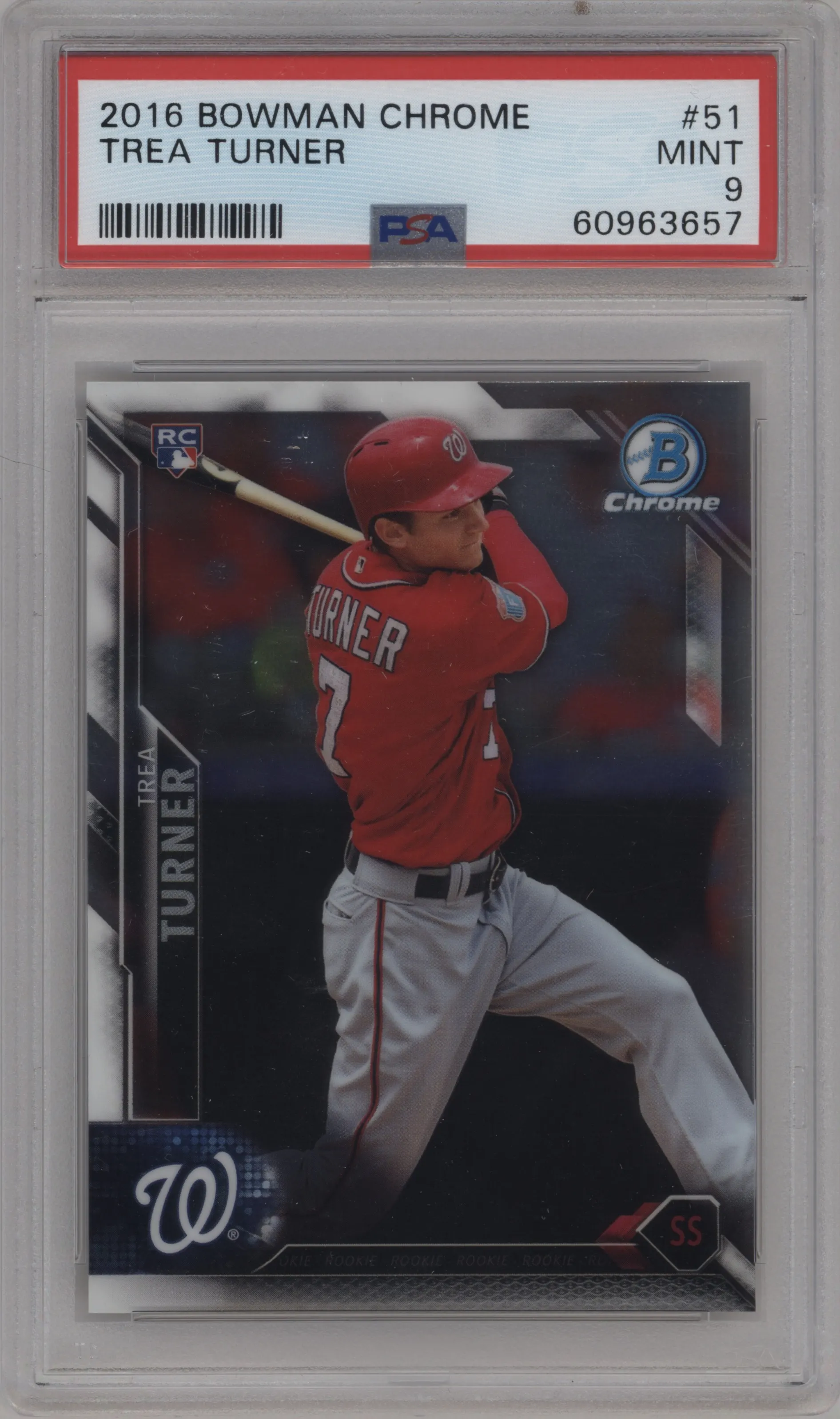 2016 Bowman Chrome Trea Turner #51 CGC 9
