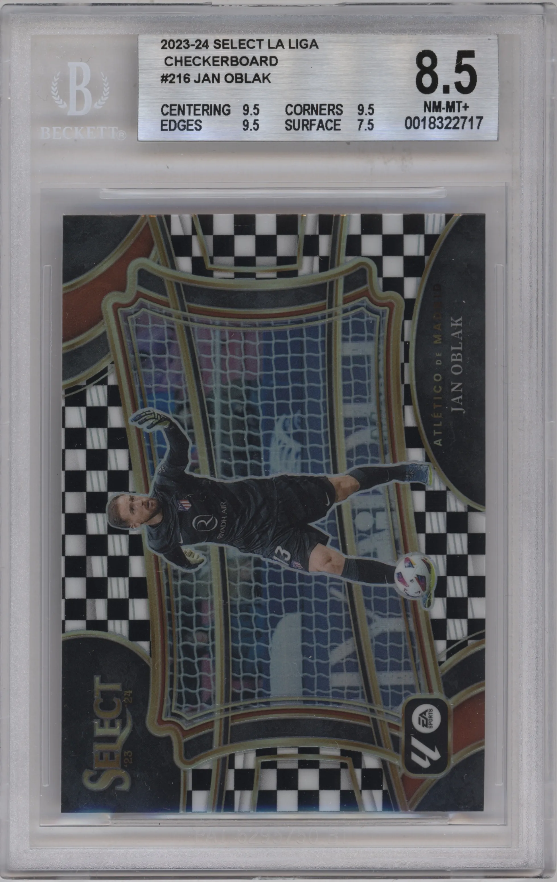 2023 Panini Select La Liga Field Lvl. Jan Oblak Checkerboard BGS 8.5