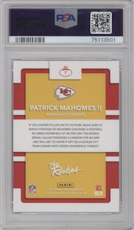 Patrick Mahomes II from the 2017 Panini Donruss set graded by PSA and given an overall grade of 10.