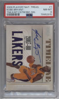 Kobe Bryant from the 2009-10 Playoff National Treasures set graded by PSA and given an overall grade of 8.