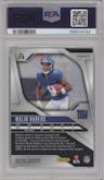 Malik Nabers from the 2024 Panini Prizm set featuring a Green Prizm parallel graded by PSA and given an overall grade of 10.