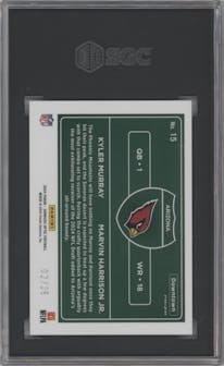 Kyler Murray/Marvin Harrison Jr. from the 2024 Donruss Optic set featuring a Black Pandora parallel graded by SGC and given an overall grade of 10.
