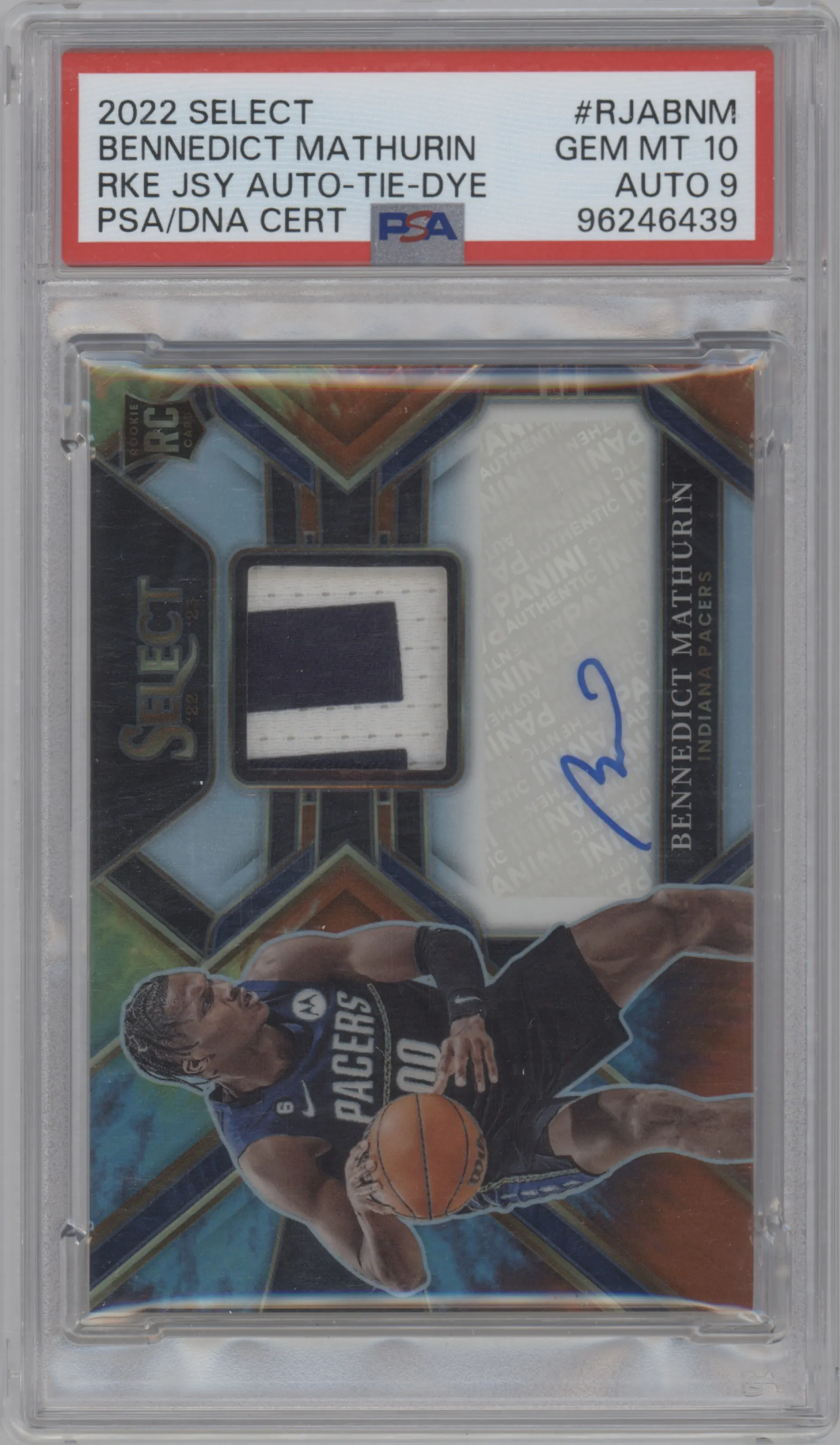 2022 Panini Select Rke.Jrsy.Auto Bennedict Mathurin Tie-Dye #RJA-BNM PSA 10