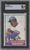 Hank Aaron from the 1976 Topps set graded by SGC and given an overall grade of 5.