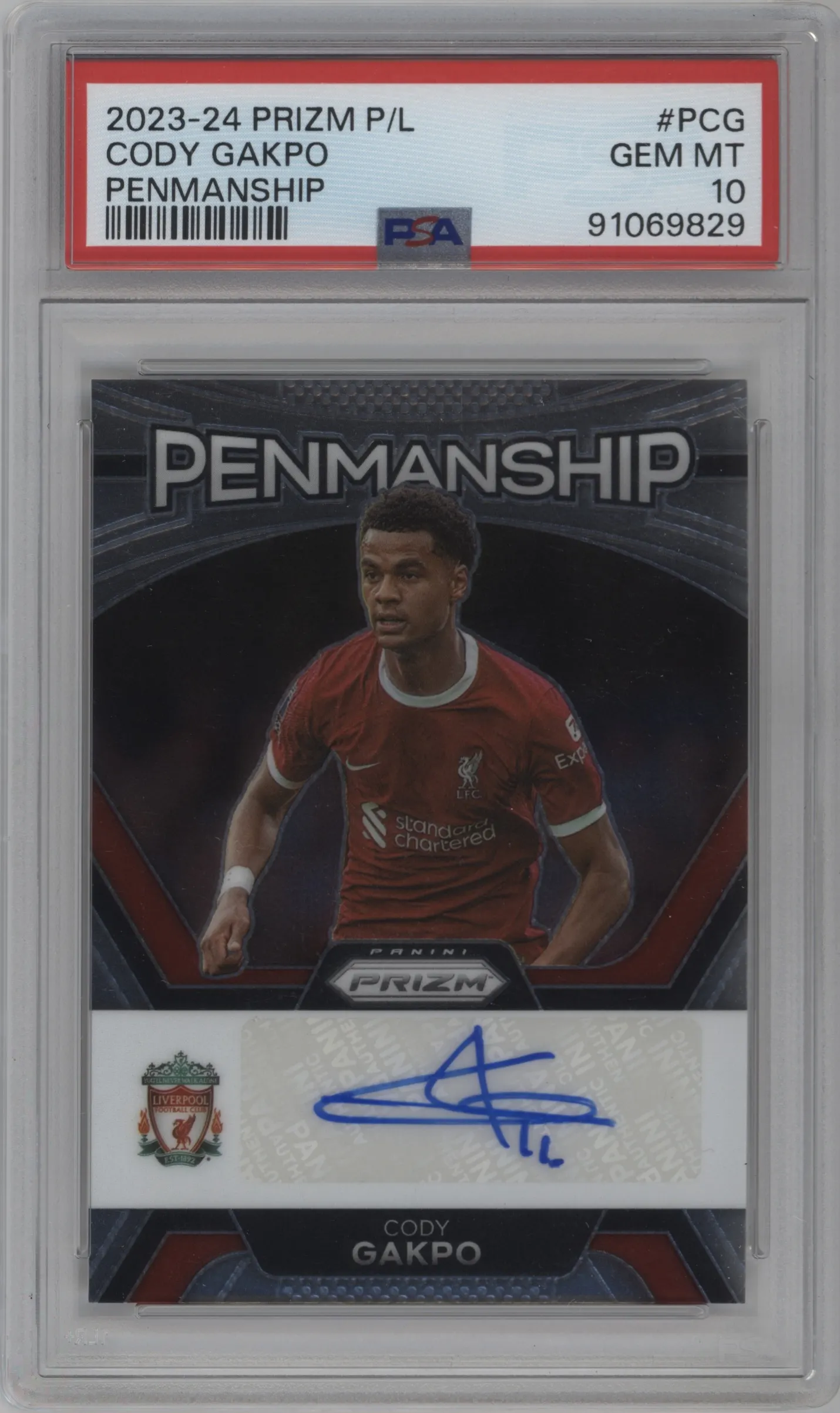 2023 Panini Prizm Premier League Penmanship Cody Gakpo PSA 10
