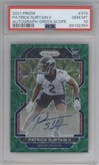 Patrick Surtain II from the 2021 Panini Prizm set featuring a Green Scope  parallel graded by PSA and given an overall grade of 10.