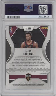 Darius Garland from the 2019-20 Panini Prizm set featuring a Silver Prizm parallel graded by PSA and given an overall grade of 9.