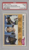 Tim Raines/Roberto Ramos/Bobby Pate from the 1981 Topps set graded by PSA and given an overall grade of 7.