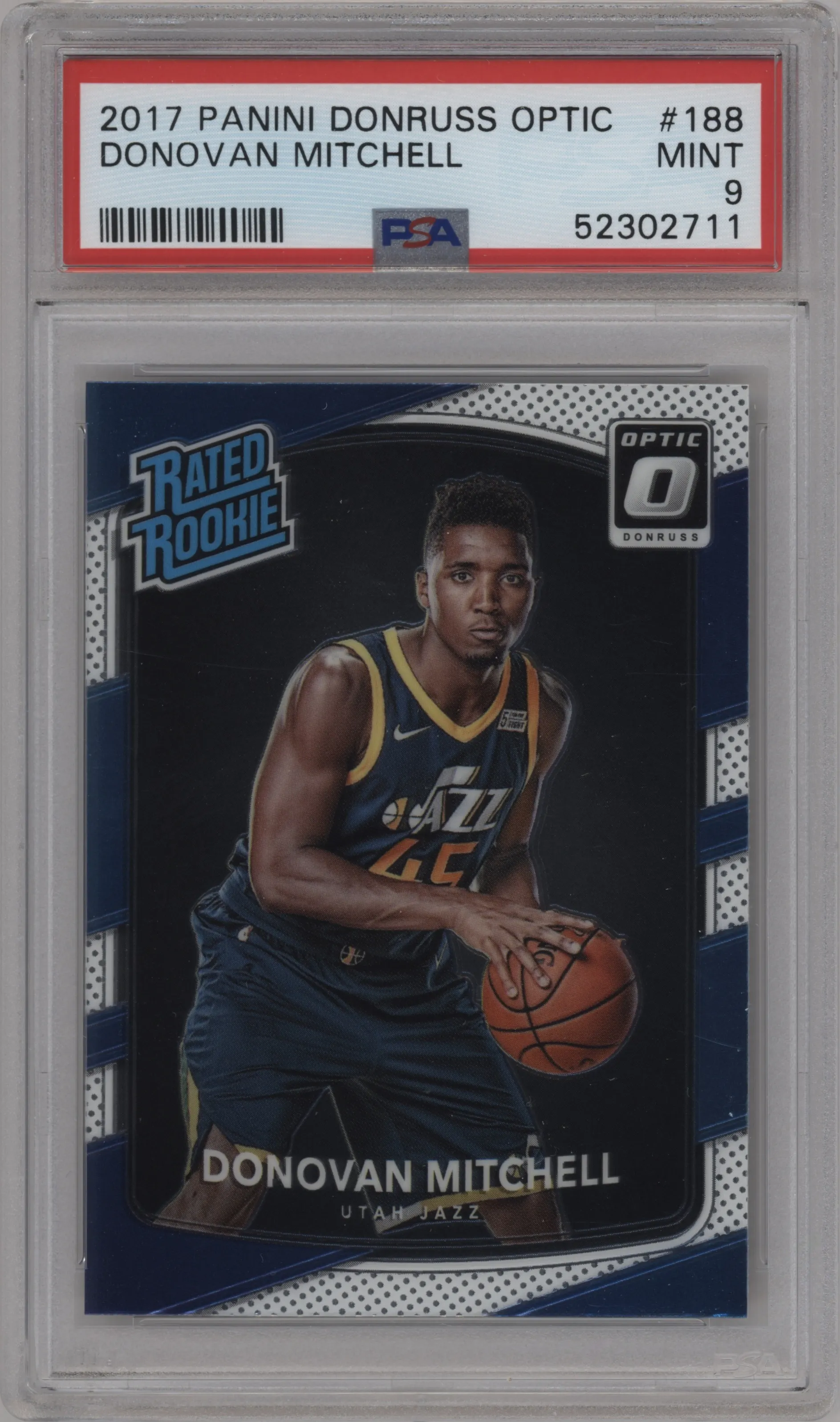 2017 Panini Donruss Optic Rated Rookie Donovan Mitchell PSA 9