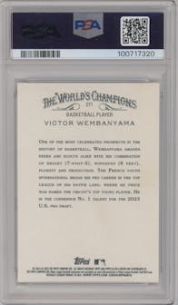 Victor Wembanyama from the 2023 Topps Allen & Ginter set graded by PSA and given an overall grade of 10.
