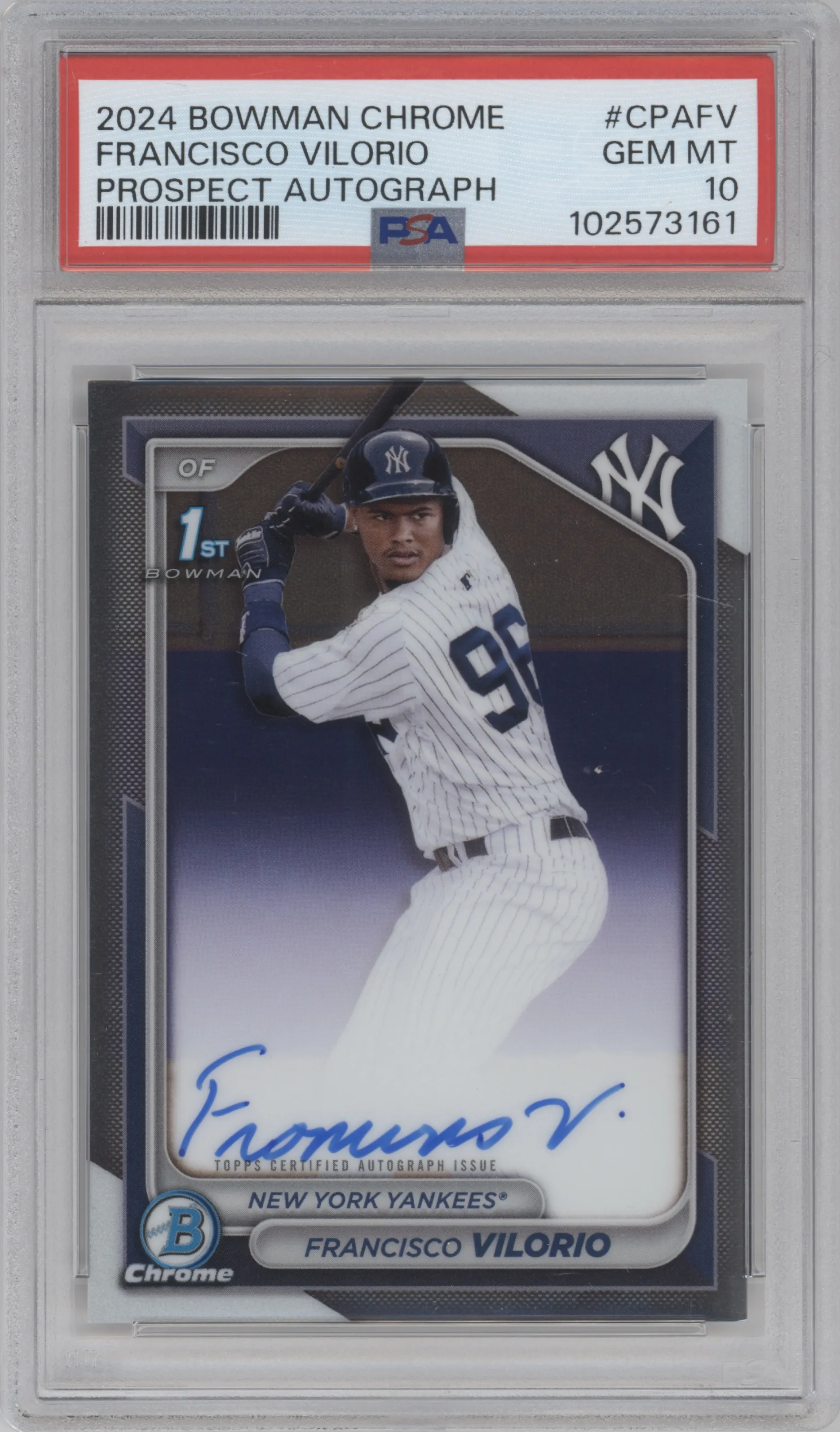 2024 Bowman Chrome Chr.Pros.Auto Francisco Vilorio PSA 10