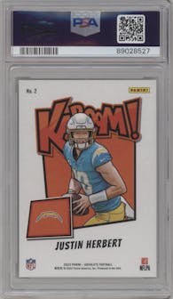 Justin Herbert from the 2023 Panini Absolute set graded by PSA and given an overall grade of 9.