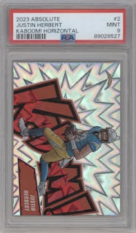 Justin Herbert from the 2023 Panini Absolute set graded by PSA and given an overall grade of 9.