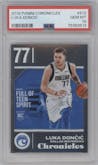 Luka Doncic from the 2018-19 Panini Chronicles set graded by PSA and given an overall grade of 10.