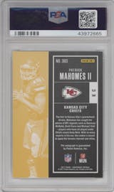 Patrick Mahomes II from the 2017 Panini Contenders set graded by PSA and given an overall grade of 9.