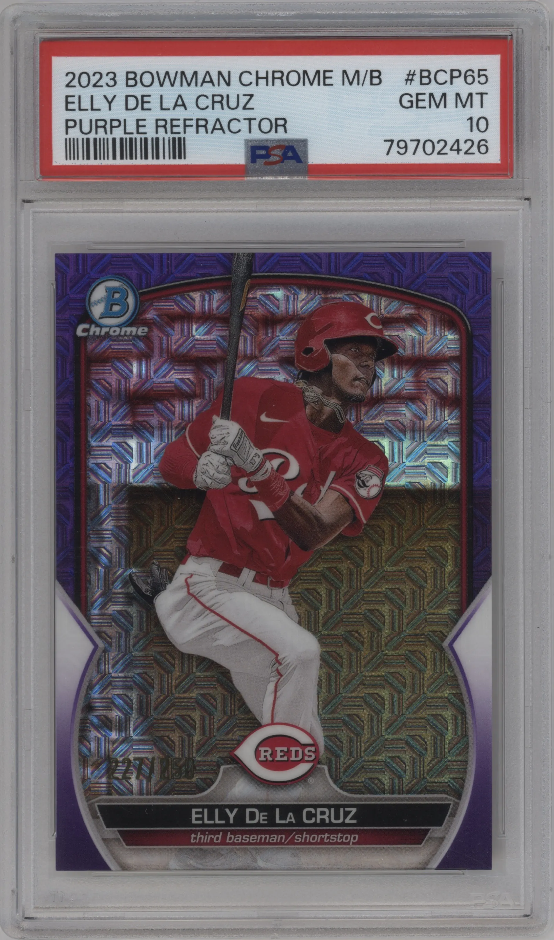 2023 Bowman Mega Box Chr.Pros. Elly De La Cruz Purple Refractor #BCP-65 PSA 10