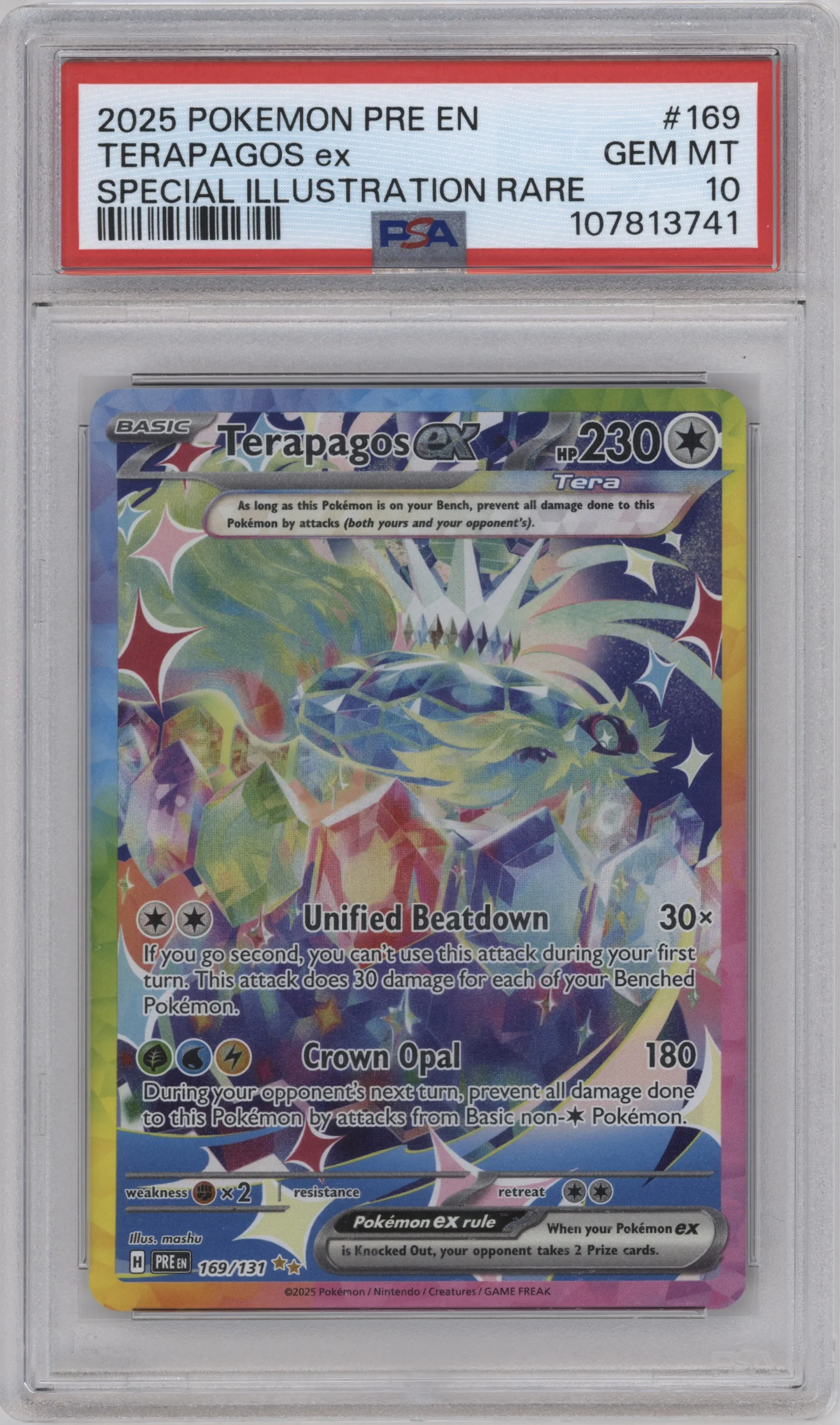 2025 Pokemon SV Prismatic Evolutions Terapagos Ex #169 PSA 10