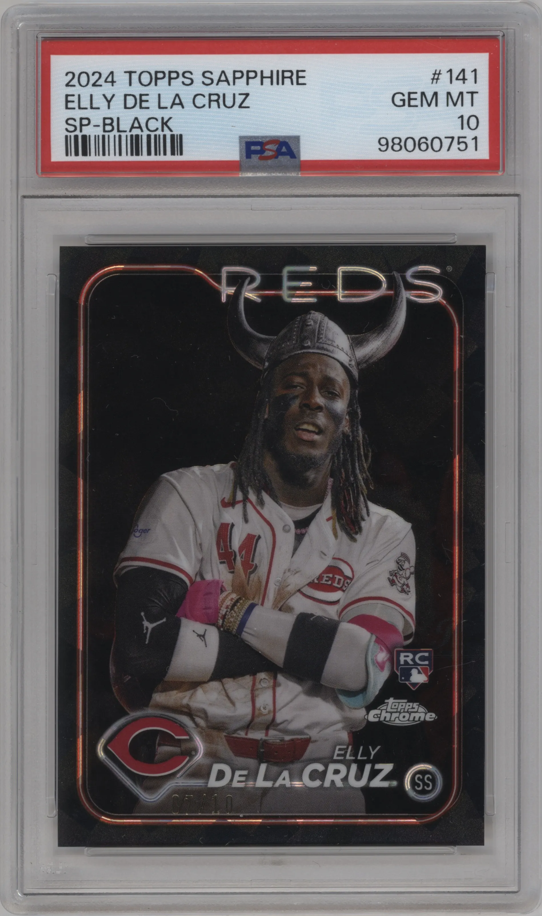 2024 Topps Chrome Sapphire Var. Elly De La Cruz Black #141 PSA 10
