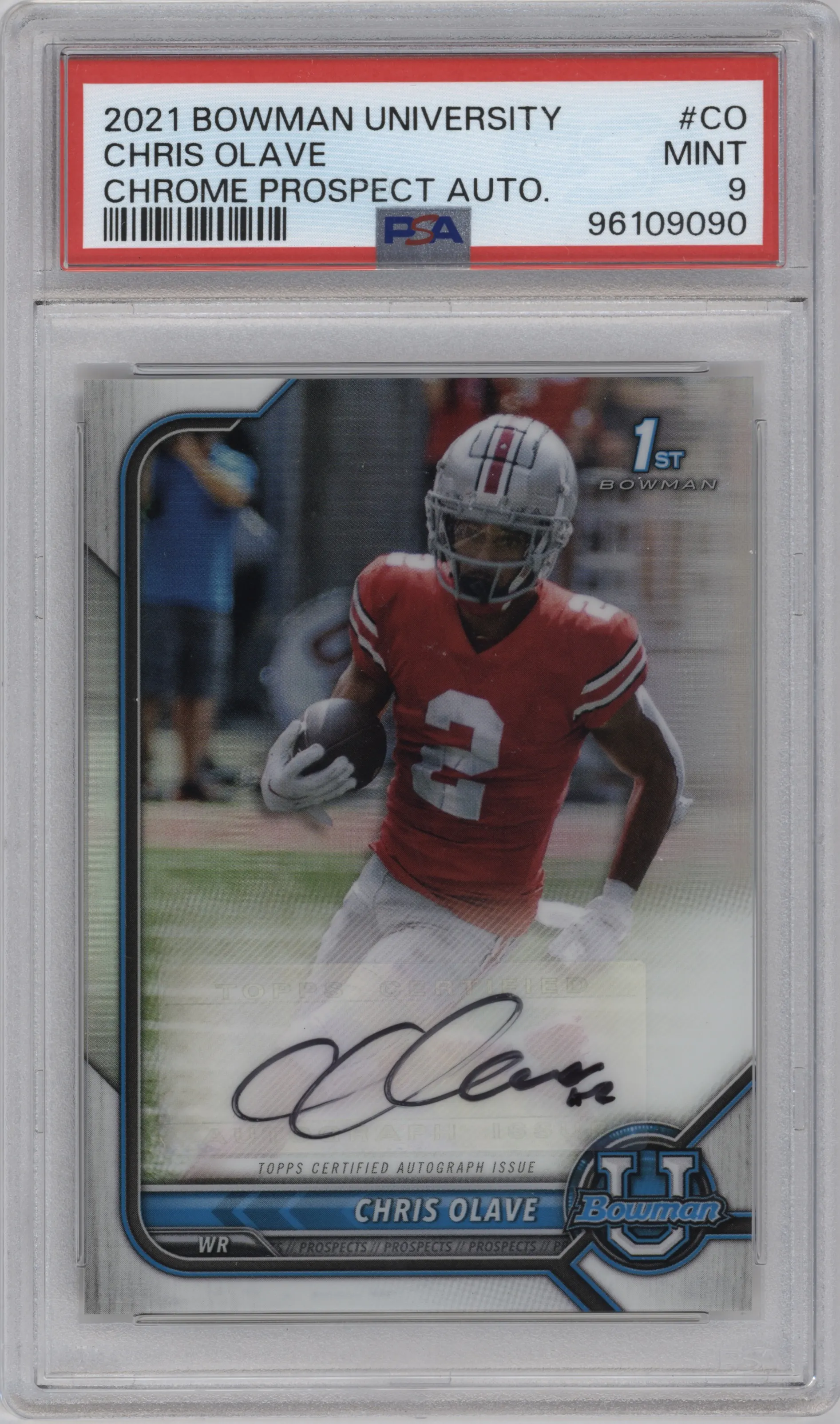 2021 Bowman University Chr.Pros.Auto Chris Olave #BCPA-CO PSA 9
