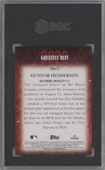 Gunnar Henderson from the 2023 Topps set graded by SGC and given an overall grade of 9.5.