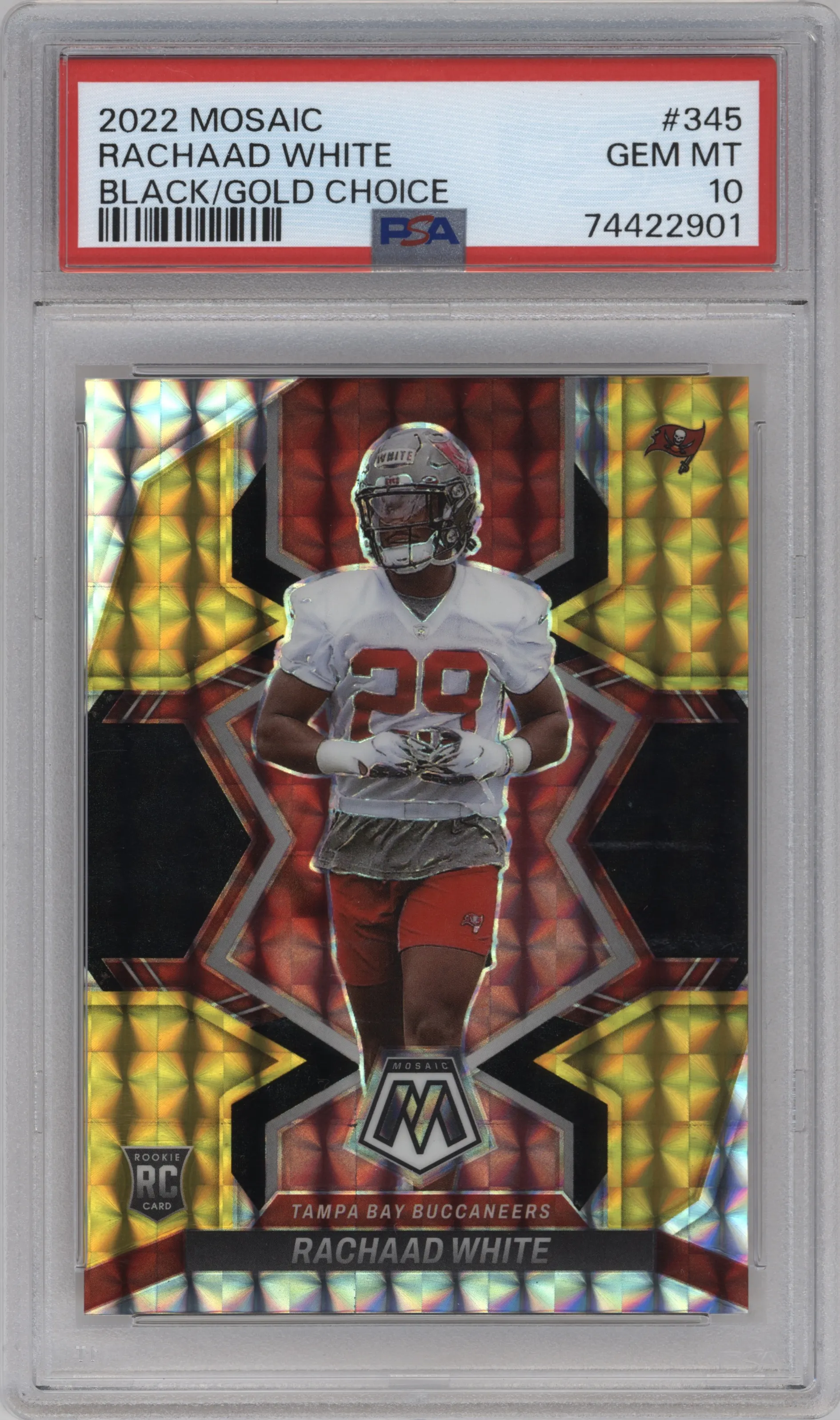 2022 Panini Mosaic Rachaad White Choice Black Gold #345 PSA 10