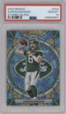  Aaron Rodgers from the 2023 Panini Mosaic set graded by PSA and given an overall grade of 10.
