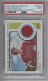 Shohei Ohtani from the 2022 Topps Heritage High Number set graded by PSA and given an overall grade of 9.