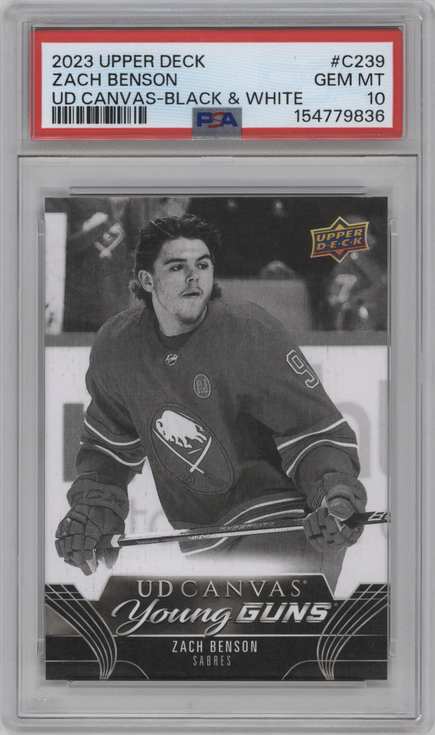 2023 Upper Deck Series 2 UD Canvas Zach Benson Black & White #C239 PSA 10