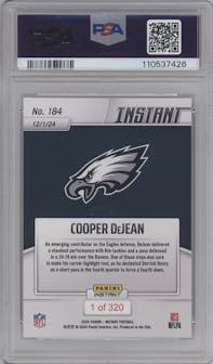 Cooper DeJean from the 2024 Panini Instant NFL set graded by PSA and given an overall grade of 10.