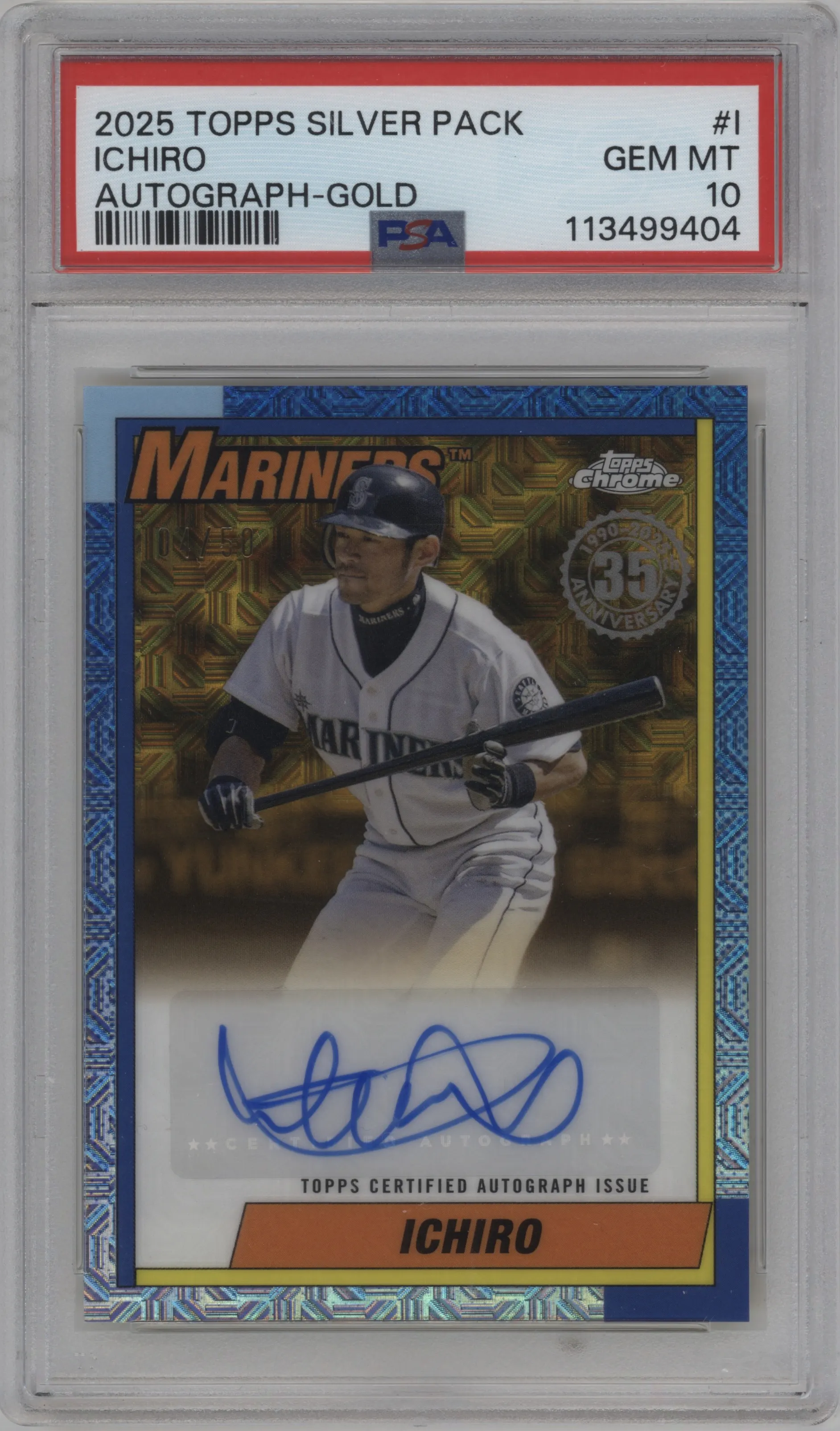 2025 Topps '90 35th Anniv.Chr.Au. Ichiro Gold Refractor #90CA-I PSA 10