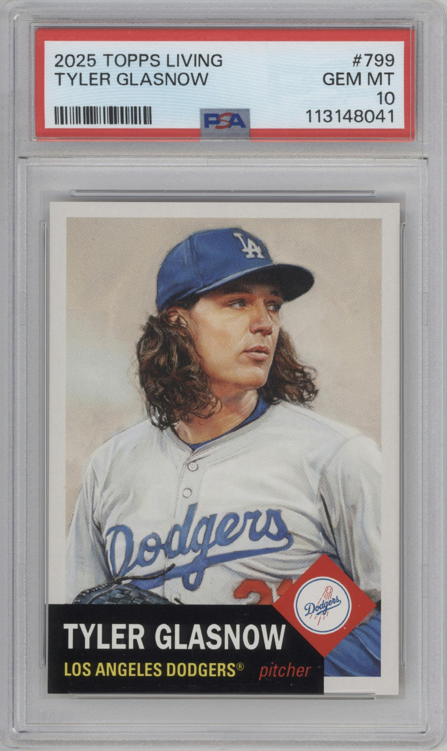 Tyler Glasnow from the Ultimate Topps Living Set   set graded by PSA and given an overall grade of 10.