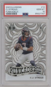 C.J. Stroud from the 2023 Panini Illusions set graded by PSA and given an overall grade of 10.