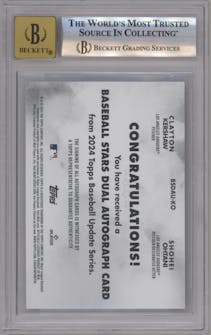 Shohei Ohtani/Clayton Kershaw from the 2024 Topps Update set graded by Beckett and given an overall grade of 9.