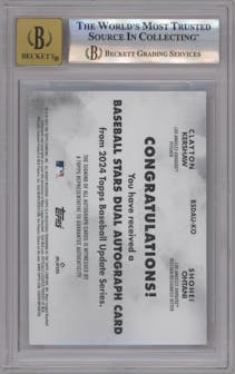 Shohei Ohtani/Clayton Kershaw from the 2024 Topps Update set graded by Beckett and given an overall grade of 9.