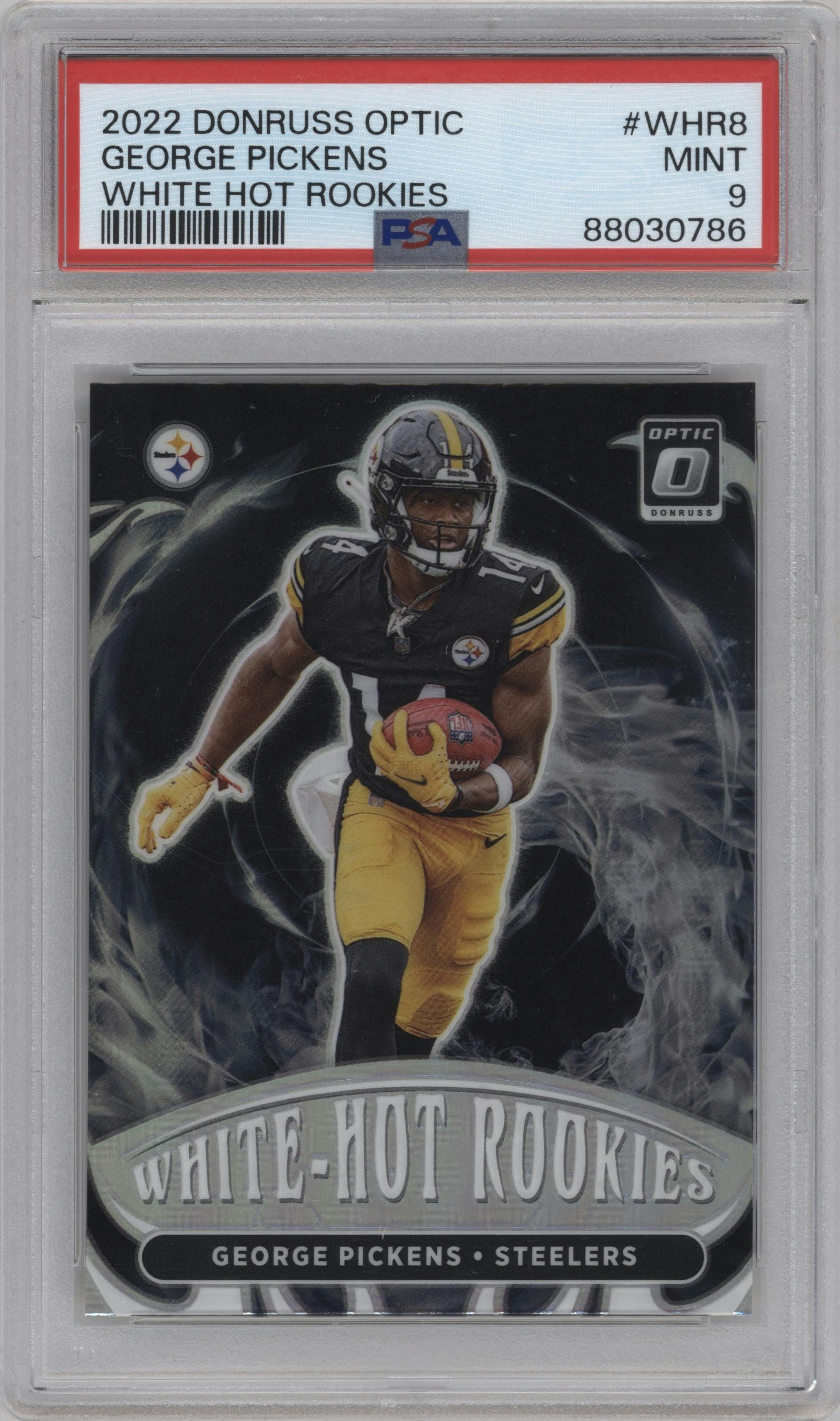 George Pickens from the 2022 Panini Donruss Optic set graded by PSA and given an overall grade of 9.