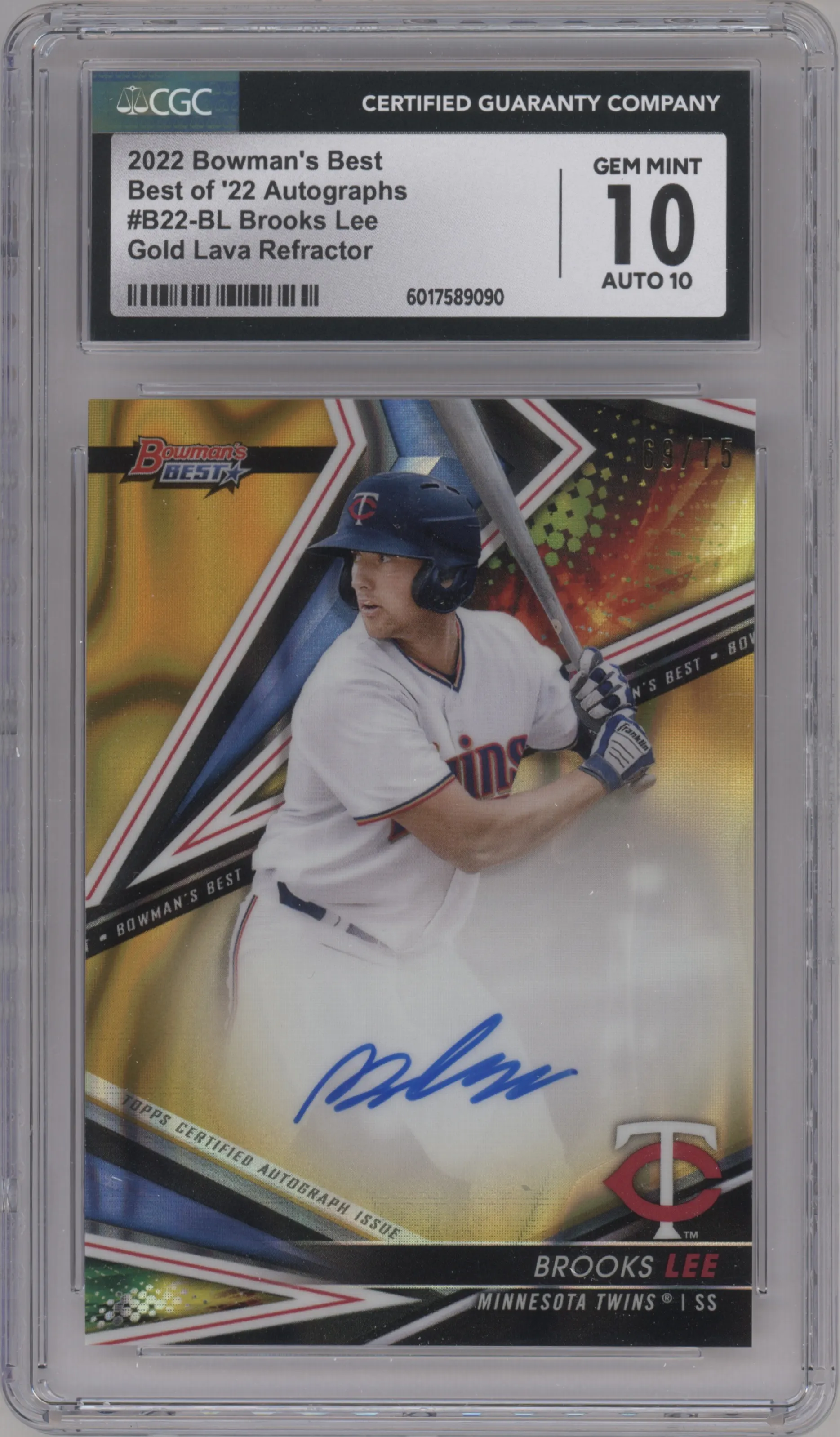 2022 Bowman’s Best Best of 2022 Auto Brooks Lee Gold Lava Refractor #B22-BL CGC 10
