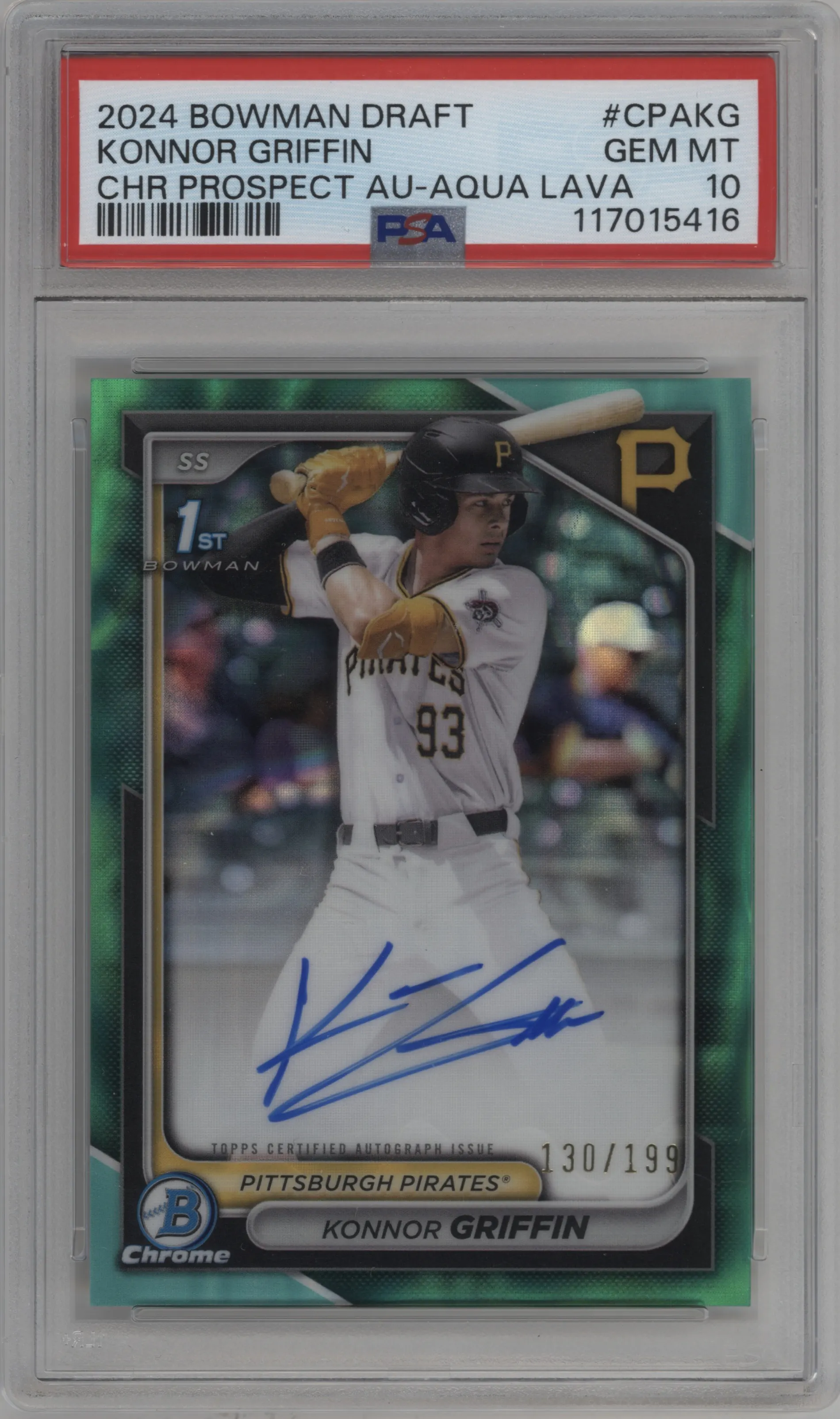 2024 Bowman Draft Chr.Pros.Auto Konnor Griffin Aqua Lava Refractor PSA 10