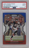 Tee Higgins from the 2020 Panini Prizm set featuring a Red/White/Blue Prizm parallel graded by PSA and given an overall grade of 9.
