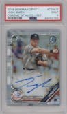 Josh Smith from the 2019 Bowman Draft set featuring a Refractor parallel graded by PSA and given an overall grade of 9.