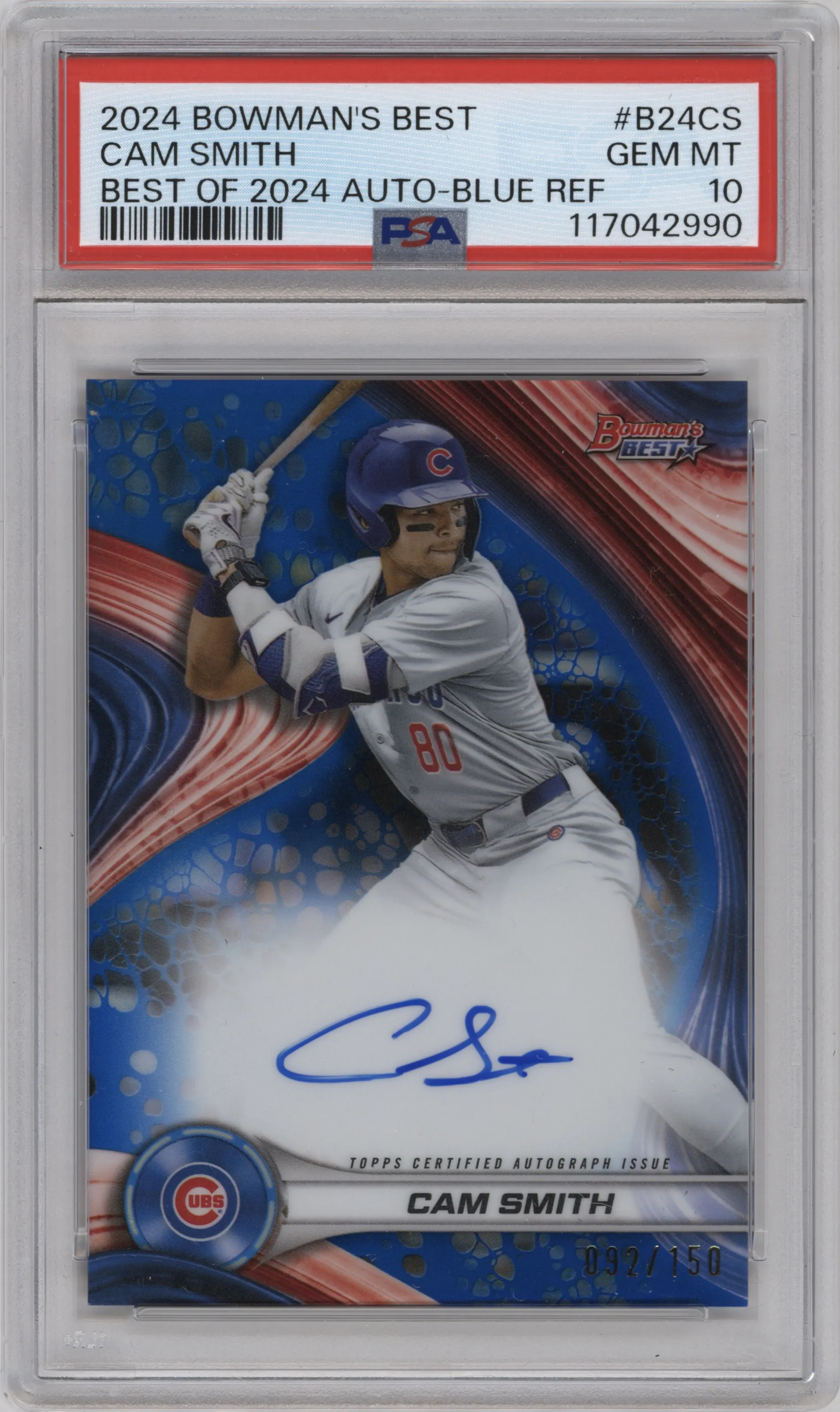 2024 Bowman's Best Best of 24 Auto Cam Smith Blue Ref. PSA 10