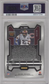 Darrick Forrest Jr. from the 2023 Panini Prizm set featuring a Gold Prizm parallel graded by PSA and given an overall grade of 10.