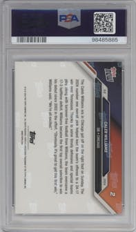 Caleb Williams from the 2024 Topps Now set graded by PSA and given an overall grade of 10.