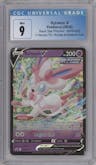 Sylveon V from the 2022 Pokemon SWSH set featuring a V Heroes Tins parallel graded by CSG and given an overall grade of 9.