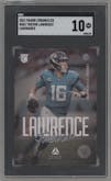 Trevor Lawrence from the 2021 Panini Chronicles set graded by SGC and given an overall grade of 10.