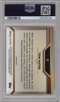 Tow Mater from the 2025 Topps Pixar Gold set featuring a SuperFractor parallel graded by PSA and given an overall grade of 10.