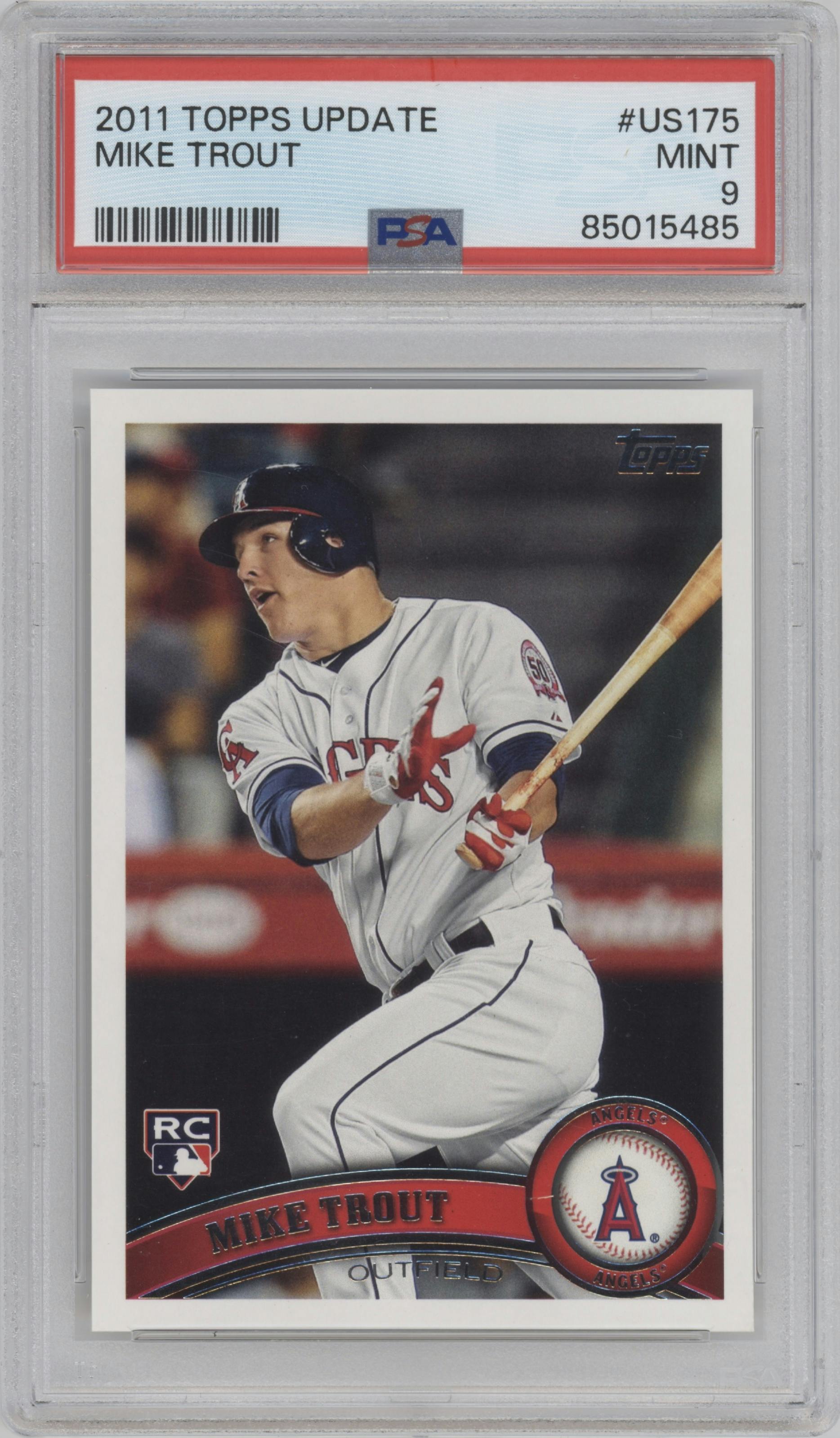 Mike Trout  from the 2011 Topps Update set graded by PSA and given an overall grade of 9.