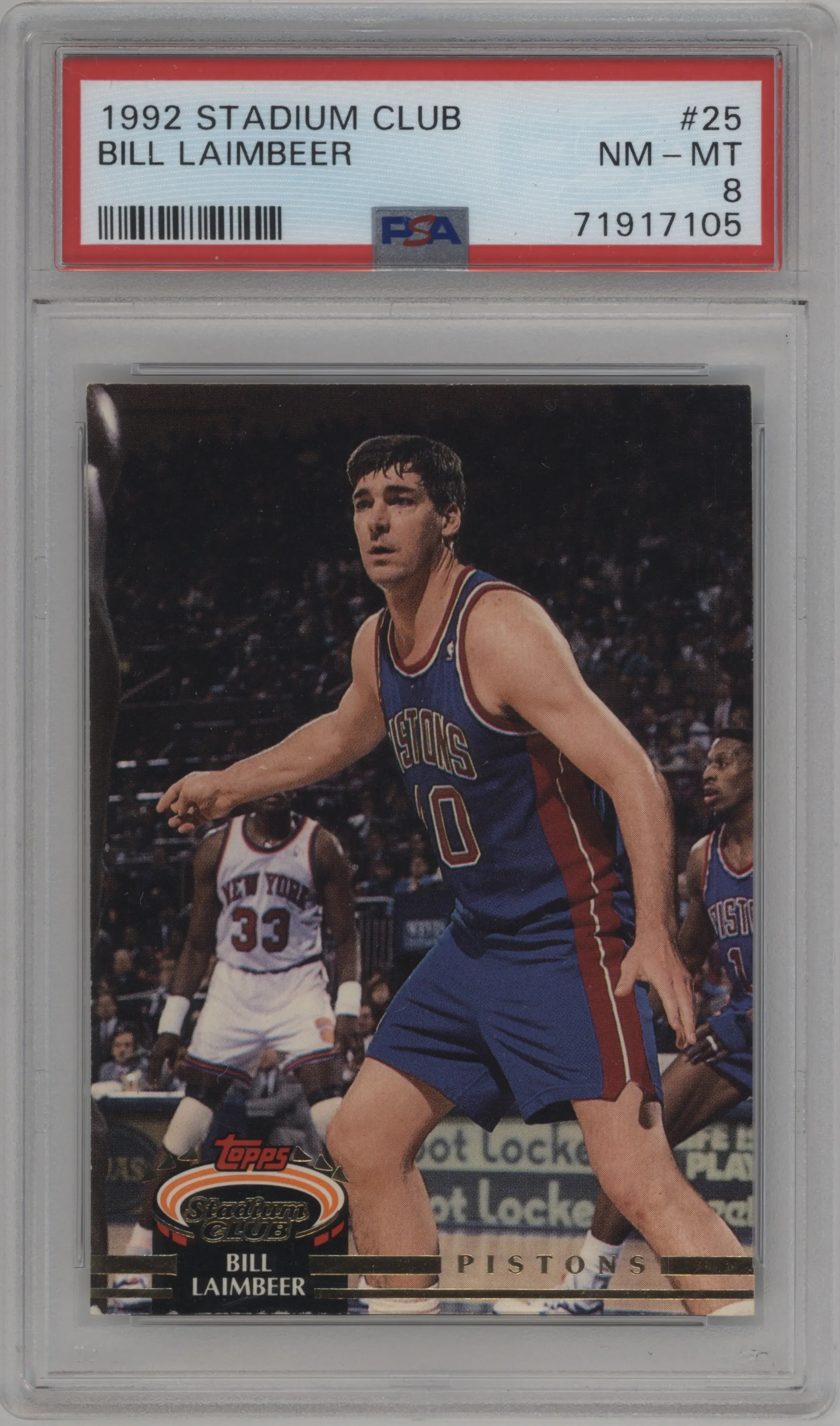 1992 Topps Stadium Club Bill Laimbeer PSA 8