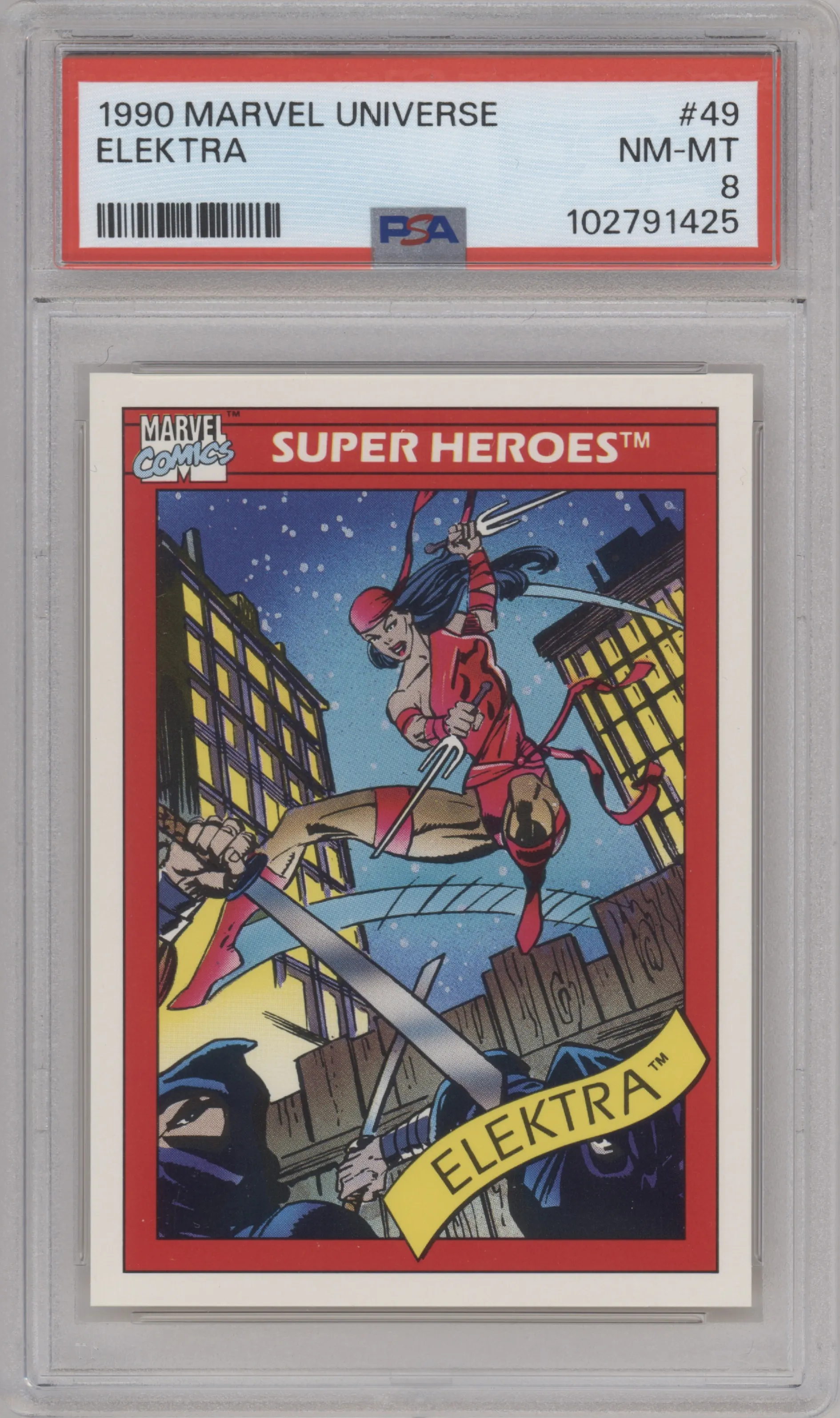 1990 Impel Marvel Universe Elektra PSA 8
