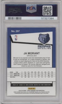 Ja Morant from the 2019-20 Panini Hoops Premium Stock set graded by PSA and given an overall grade of 10.
