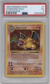 Charizard from the 1999 Pokemon set graded by PSA and given an overall grade of 5.